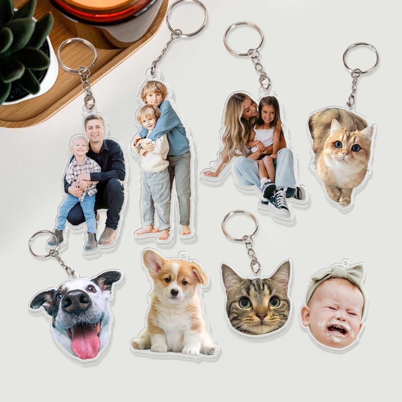 Personalized Photo Keychain, Custom Family Photo Keychain, Custom Baby Photo, Dog Photo Keychain, Fathers Day Gift For Dog Dad, Gift For Dad