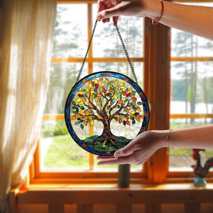 Stained Glass Tree of Life Suncatcher: Handmade Window Hanging Decor