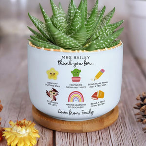 Thank You Teacher Plant Pot, Custom Teacher Name Gift, Flower Pot for Teacher, Teacher Appreciation, Elementary Teacher, Teacher Planter