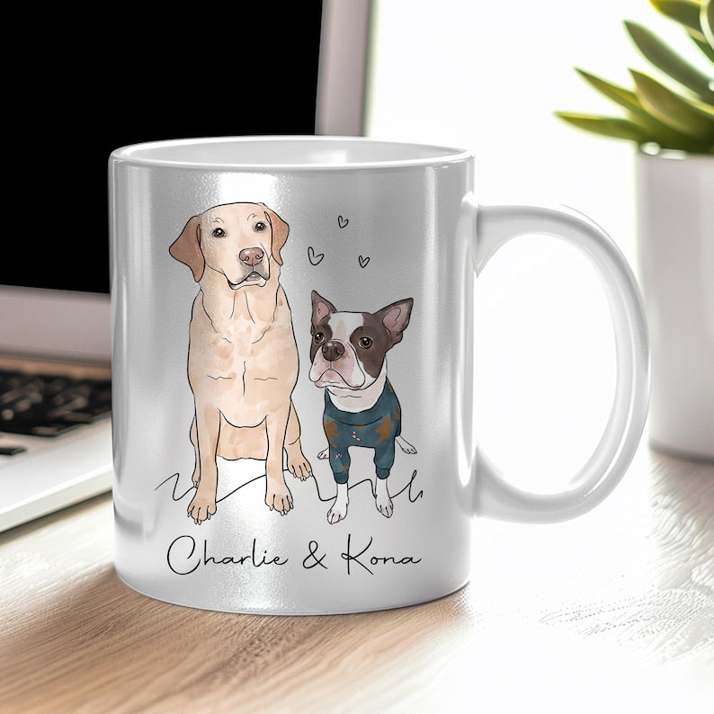 Custom Dog Watercolor from Photo, Custom Dog Cat Ceramic Mug, Pet Mug Gift for Pet Lover, Dog Memorial Gift, Pet Portrait Mug Gift