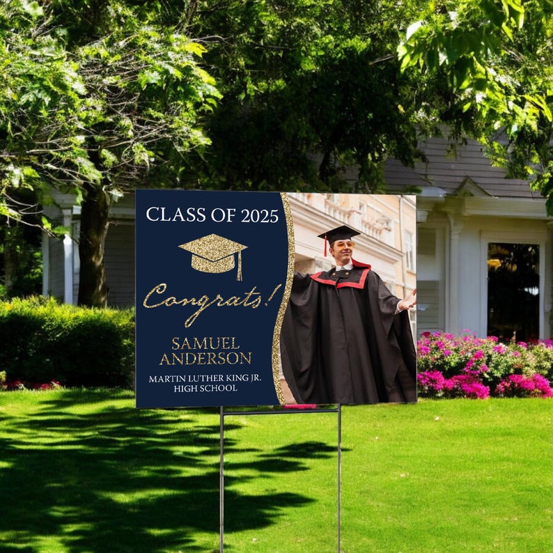 High School Graduation Lawn Sign, Graduation Photo Sign, Custom High School Grad Yard Sign, Graduation 2025 Announcement, Graduate Picture