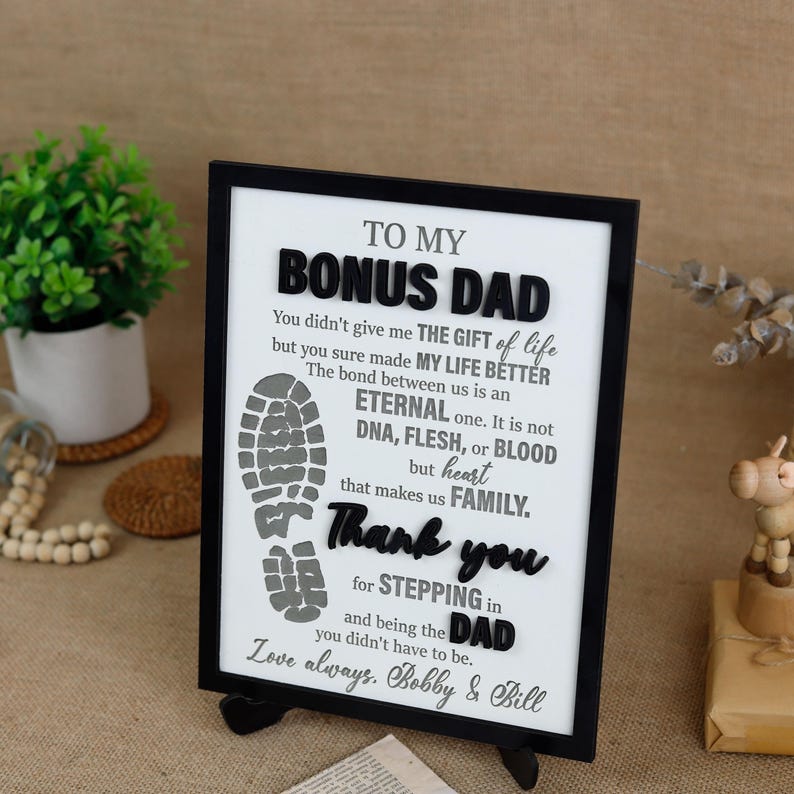 To My Bonus Dad Sign, Stepped Up Dad Wooden Plaque, Step Dad Fathers Day Gift from Kids, Adopted Dad Gift, Step Dad Adoption, Blended Family