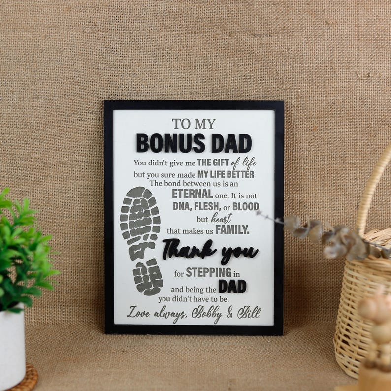 To My Bonus Dad Sign, Stepped Up Dad Wooden Plaque, Step Dad Fathers Day Gift from Kids, Adopted Dad Gift, Step Dad Adoption, Blended Family