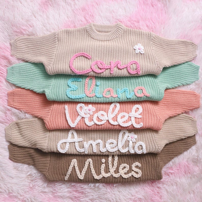 Embroidery Sweater, Baby Jumper with Name, Custom Toddler Sweater, Baby Knit Sweater, Baby Boy & Girl Gift, 1 Year Old Birthday Gifts