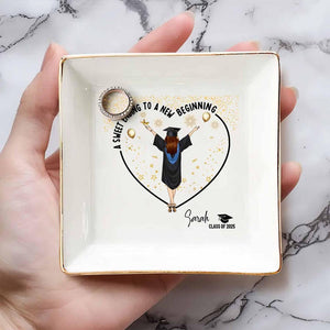 Graduation Gifts A Sweet Ending To A New Beginning - Personalized Jewelry Dish for Daughter, Graduated Gifts, Class Of 2026