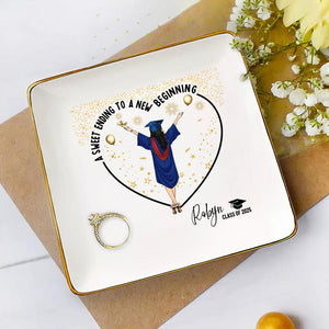 Graduation Gifts A Sweet Ending To A New Beginning - Personalized Jewelry Dish for Daughter, Graduated Gifts, Class Of 2026