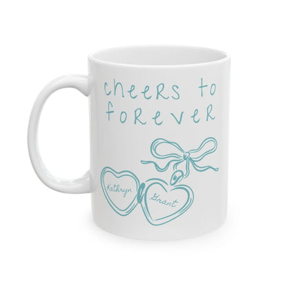 Custom Heart Locket Ceramic Mug | Newly Engaged Gift, Something Blue Fiance Gift, Engagement Gift Box, Cappuccino Coffee Lover Mug