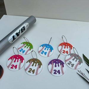 Custom Acrylic Baseball Bag Tag: Drip Design, Personalized Number