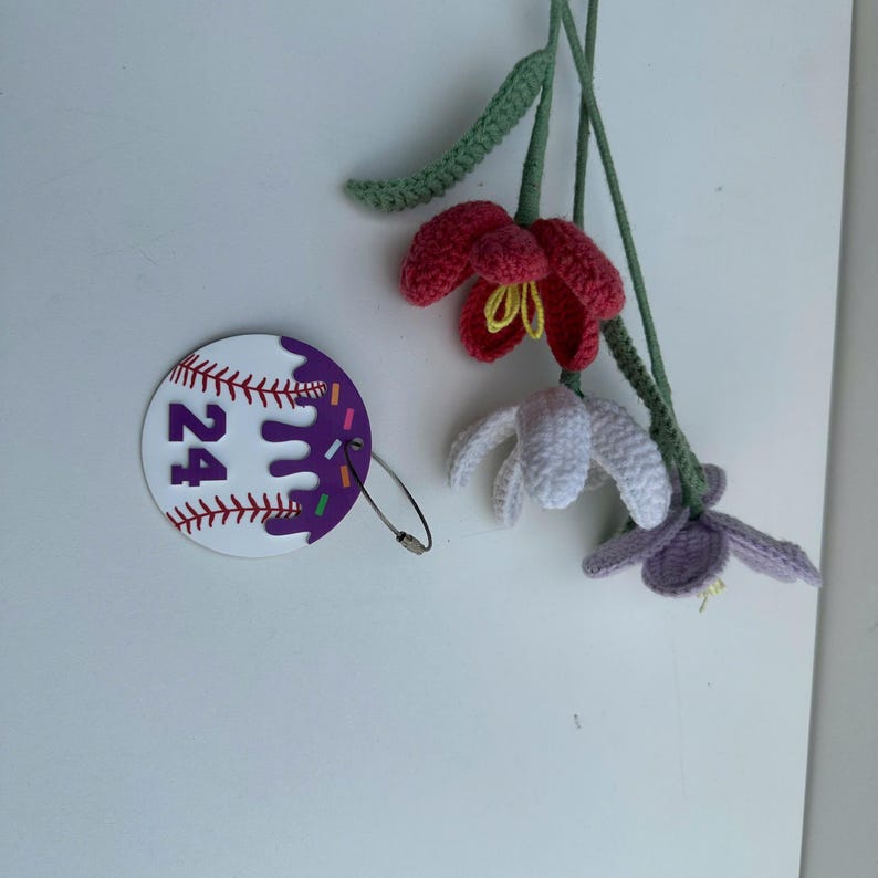 Custom Acrylic Baseball Bag Tag: Drip Design, Personalized Number