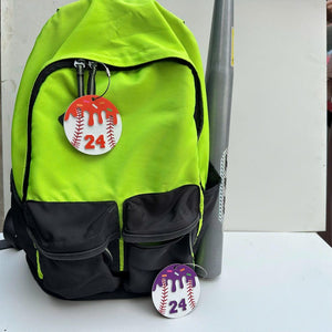 Custom Acrylic Baseball Bag Tag: Drip Design, Personalized Number
