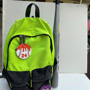 Custom Acrylic Baseball Bag Tag: Drip Design, Personalized Number