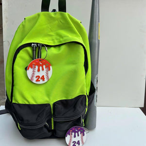 Custom Acrylic Baseball Bag Tag: Drip Design, Personalized Number