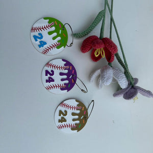 Custom Acrylic Baseball Bag Tag: Drip Design, Personalized Number