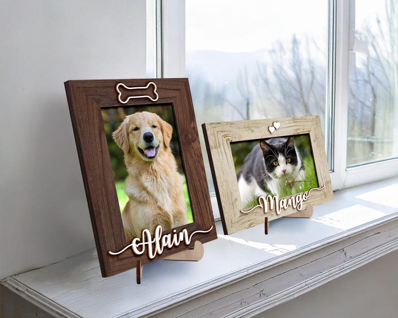 Personalize Pet Picture Frame,Dog Frame,Dog Memorial Gift,Pet Name Photo,Cat Dog Lover,Pet Memorial,Cat Memorial,Pet Portrait,New Pet Gift