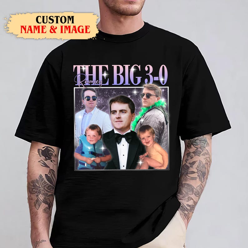 30th Birthday Shirt, Custom Photo Text And Name, 30th 40th Birthday Gift, Gift For Bestfriend, Vintage 1995 Shirt