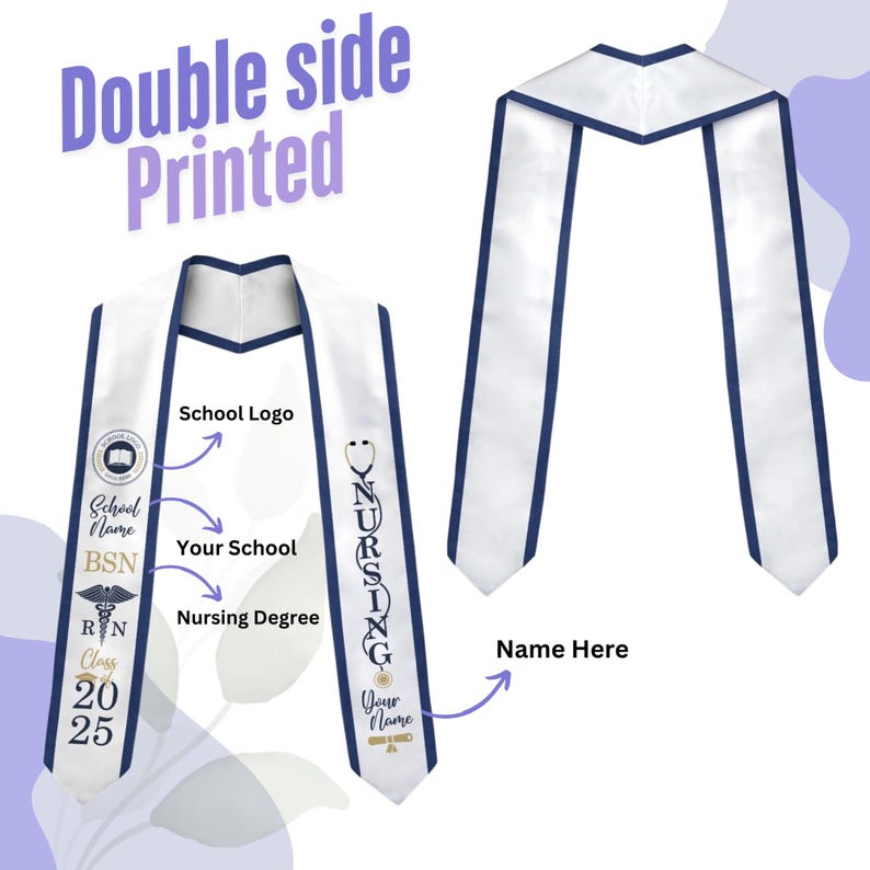 Customized Nursing Stole, Nursing Graduation Stole, RN Stole Nursing Stole Graduation 2025, Nursing Graduation, Nursing Stole Graduate 2025