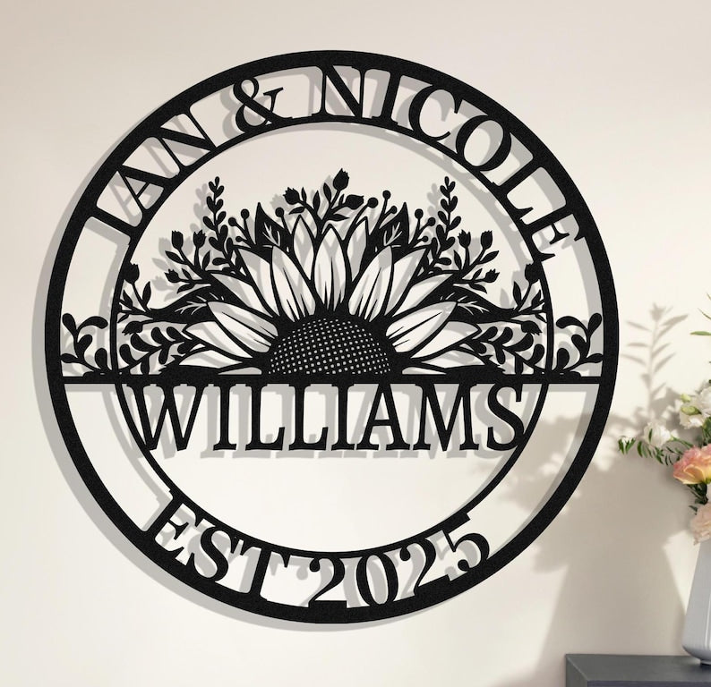 Personalized Wedding Sign Gifts, Custom Last Name Established Sign, Family Name Metal Wall Art,Anniversary Couple Gifts for Her,Housewarming