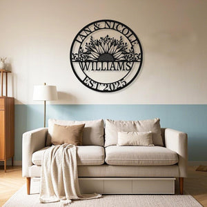Personalized Wedding Sign Gifts, Custom Last Name Established Sign, Family Name Metal Wall Art,Anniversary Couple Gifts for Her,Housewarming