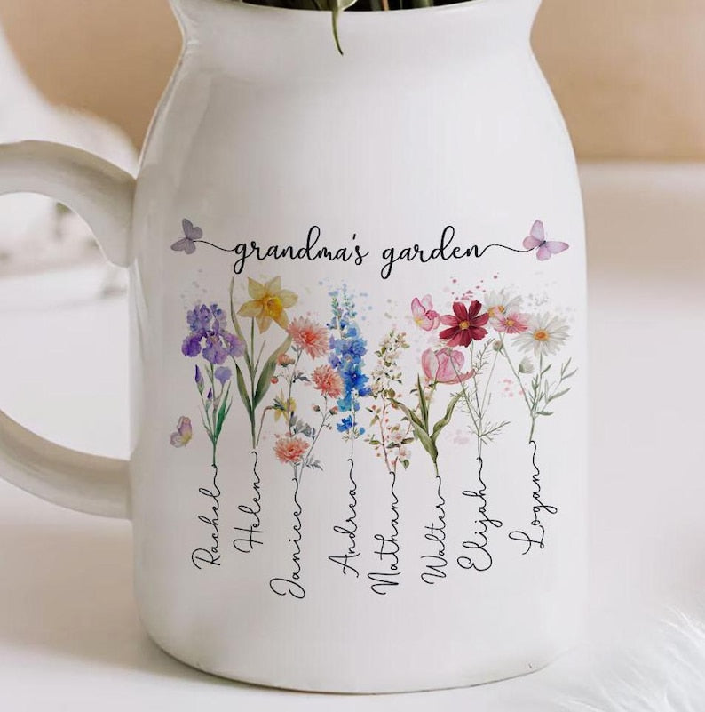 Custom Birth Month Flowers Vases, Grandma's Mom's Garden Flower Vase, Custom Mom Vases, Mother's Day Gifts, Grandma's Gift, Gifts for Mom