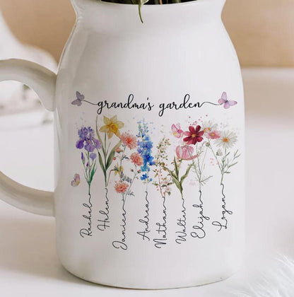 Custom Birth Month Flowers Vases, Grandma's Mom's Garden Flower Vase, Custom Mom Vases, Mother's Day Gifts, Grandma's Gift, Gifts for Mom