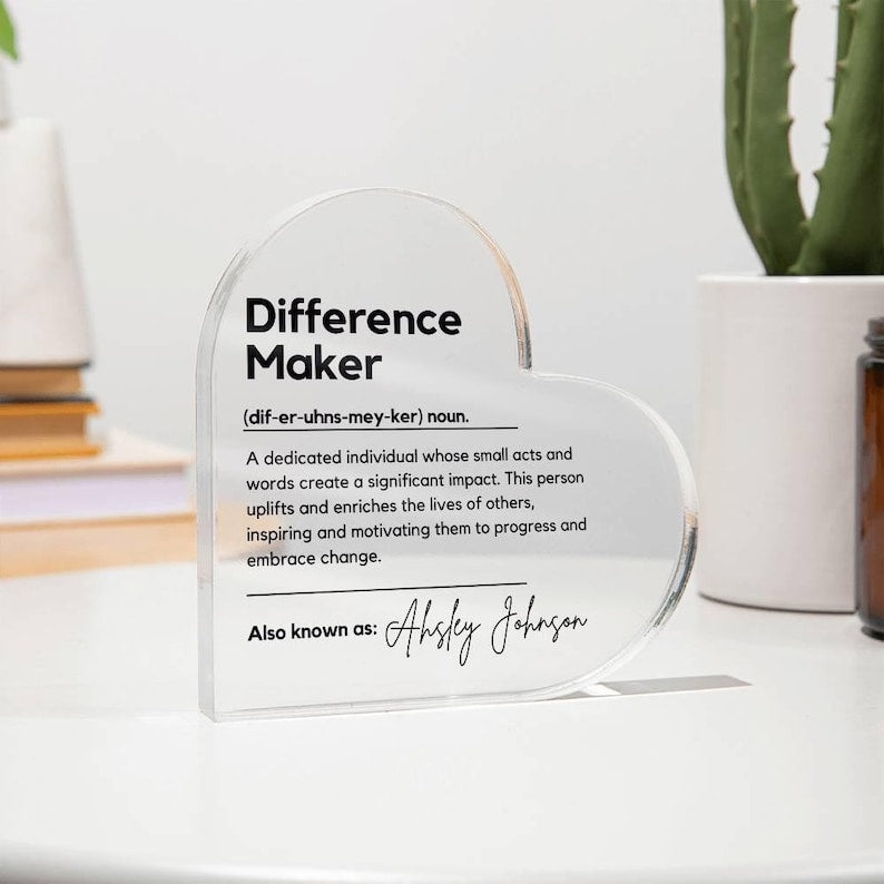 Difference Maker Gift Plaque Custom Retirement Gift Employee gift Teacher Gift Coworker Gift Appreciation Gift Coworker gift Thank You Gift