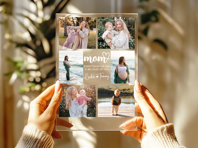 Personalized Photo Night Light Plaque, Photo Collage LED Light, Custom Photo Gifts for Mother's Day, Custom Frame, Photo Keepsake for Mom