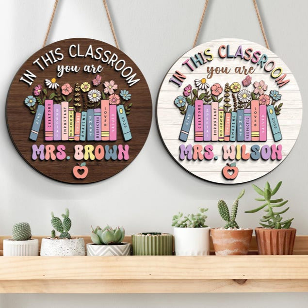 Personalized Teacher Door Sign, Teacher Gifts, Classroom Door Hanger, Welcome Teacher Sign, Teacher Appreciation Sign, Back To School Gift