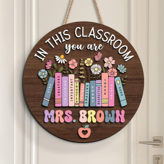Personalized Teacher Door Sign, Teacher Gifts, Classroom Door Hanger, Welcome Teacher Sign, Teacher Appreciation Sign, Back To School Gift