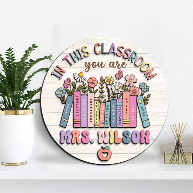 Personalized Teacher Door Sign, Teacher Gifts, Classroom Door Hanger, Welcome Teacher Sign, Teacher Appreciation Sign, Back To School Gift