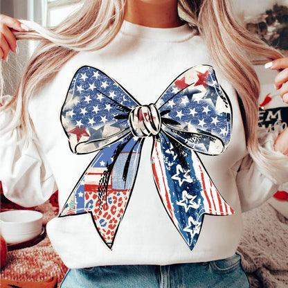 Coquette American Sweatshirt, Coquette Bow Shirt, 4th of July T-Shirt, America Shirt, Freedom, American Flag 4th of July Shirt