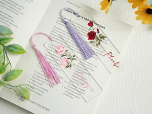 Personalized Birth Flower Bookmark, Acrylic Bookmark Gift, Name Bookmark, Aesthetic Bookmark with Tassel, Graduation Gifts, Reader Gift