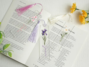 Personalized Birth Flower Bookmark, Acrylic Bookmark Gift, Name Bookmark, Aesthetic Bookmark with Tassel, Graduation Gifts, Reader Gift