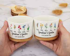 Custom Birth Flower Plant Pot, Grandma's Garden Flower Pot, Mini Plant Pot with Family Birth Flower, Gift for Grandma, Mother's Day Gift
