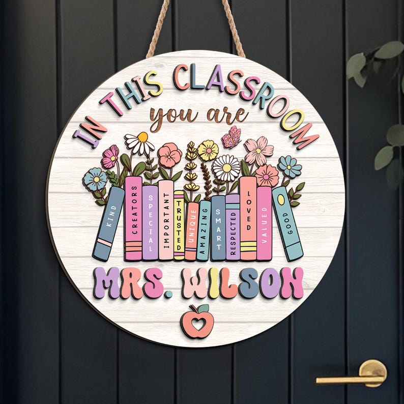 Personalized Teacher Door Sign, Teacher Gifts, Classroom Door Hanger, Welcome Teacher Sign, Teacher Appreciation Sign, Back To School Gift