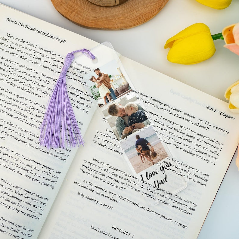 Personalised Mom Photo Bookmark, Custom Mother Photo Collage Acrylic Bookmarks, Mother's Day Gift, Bookmark With Tassel, Mum Nana Birthday Gifts
