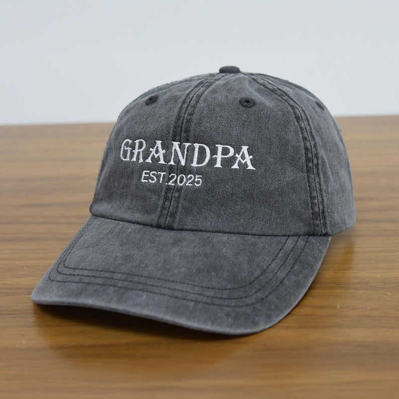 Personalized Granpa Hat, Custom Embroidered Established Grandpa Hat, Est Dad Baseball Hat, Unstructured Grandpa Hat, Father's Day Gift