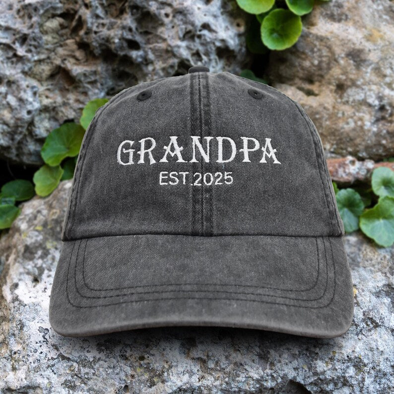 Personalized Granpa Hat, Custom Embroidered Established Grandpa Hat, Est Dad Baseball Hat, Unstructured Grandpa Hat, Father's Day Gift