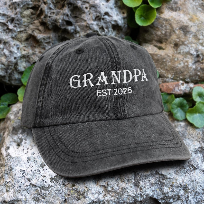 Personalized Granpa Hat, Custom Embroidered Established Grandpa Hat, Est Dad Baseball Hat, Unstructured Grandpa Hat, Father's Day Gift