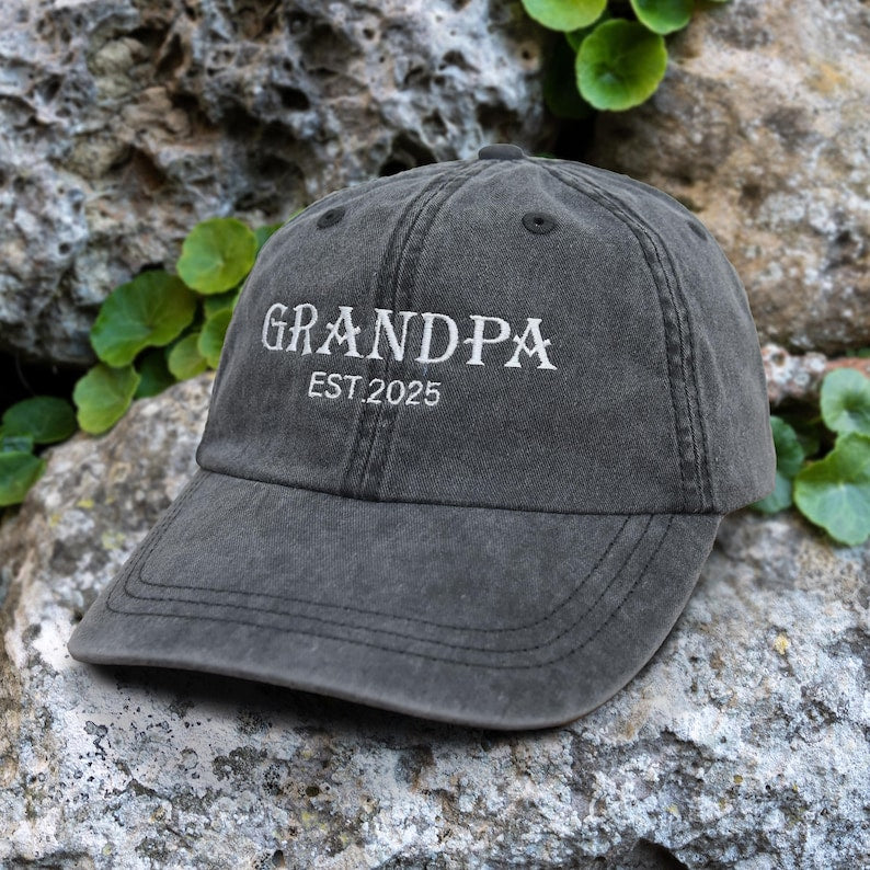 Personalized Granpa Hat, Custom Embroidered Established Grandpa Hat, Est Dad Baseball Hat, Unstructured Grandpa Hat, Father's Day Gift