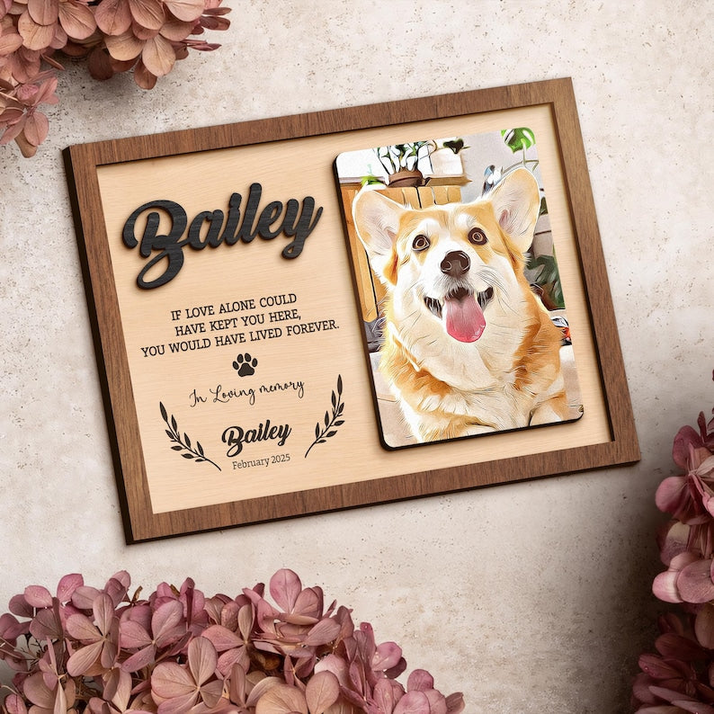Personalized Wooden Pet Memorial Plaque A Meaningful Keepsake with Art Photo, Dog Memorial Gifts, Dog Sympathy Gift, Pet potrait Frame
