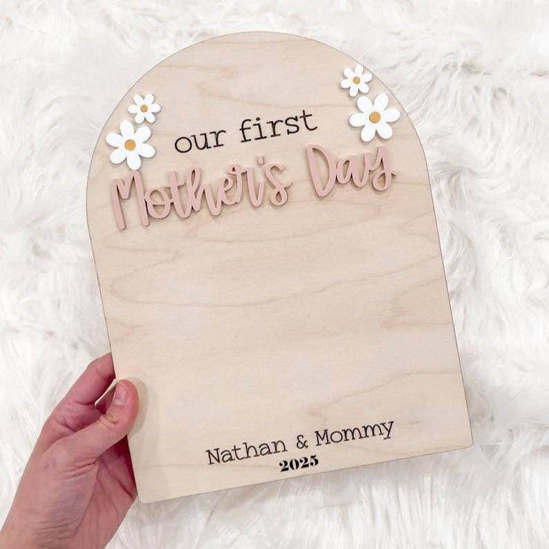 Our first Mother's Day sign, DIY craft Mother's Day gift, baby footprint keepsake, custom Mother's Day gift, Personalised Mothers Day Gift