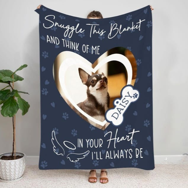 Personalized Dog Memorial Blanket, Custom Dog Photo Blanket, Pet Sympathy Gift, Loss Of Pet Memorial Gifts, Pet Keepsake, Gift For Dog Mom