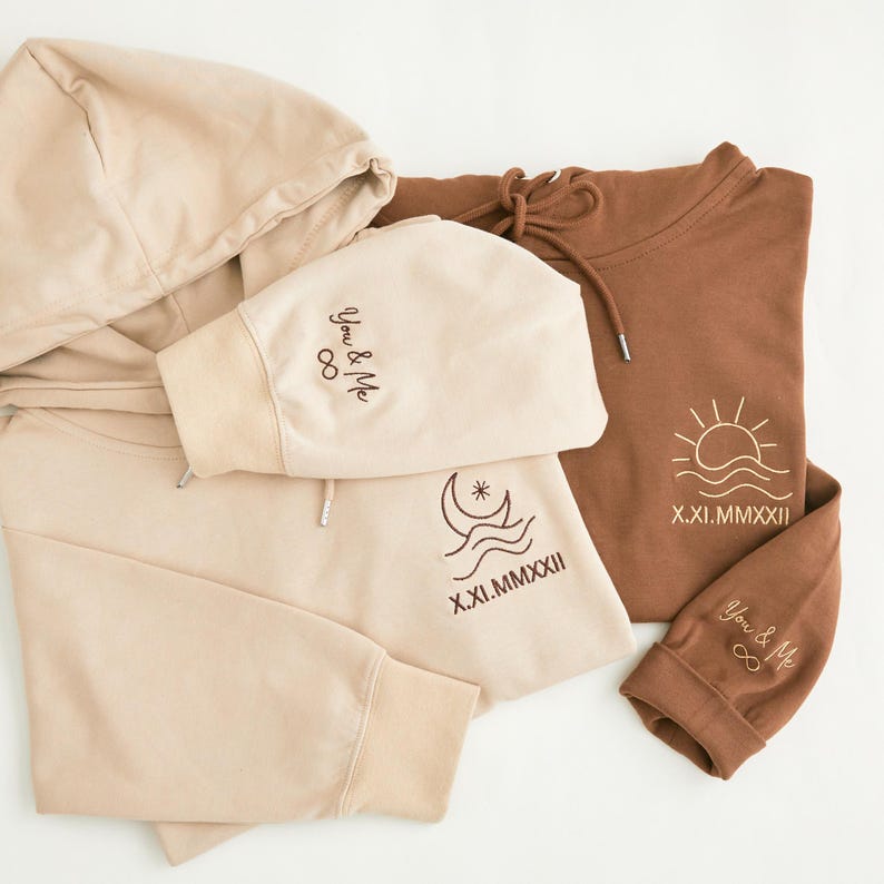 Personalized Couple Hoodie - Sweatshirt, Sun & Moon Embroidery, Custom Roman Numerals Sweatshirt, His and Hers Outfit, Wedding Gift, Anniversary Hoodie il_794xN.6752934400_miyb.jpg