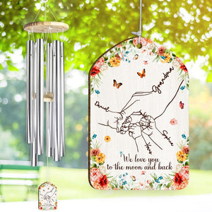 Custom First Mom Now Grandma Birth Month Flowers Wind Chimes, Grandma Wind Chimes Gift From Grandkids, Mothers Day Gift, Birthday Mom Gift