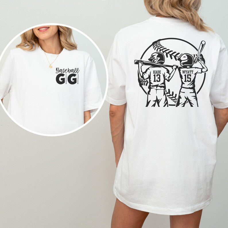 Custom Baseball Gigi Shirt with Players Names & Jersey Numbers Personalized Gift for Baseball Gigi Baseball Gigi Tee Custom Mothers Day Gift