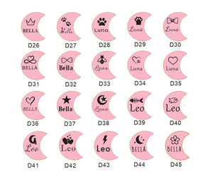 Personalized Moon Pet Tag: Custom Dog Cat ID Tag Personalized Pet Tag, Moon and Stars