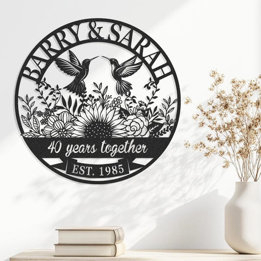 Personalized 40th Anniversary Gift for Parents, Custom 40 Year Anniversary Sign, Ruby Anniversary Gift, Wedding Anniversary Metal Wall Art