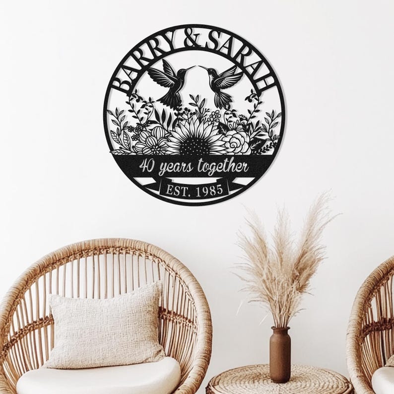 Personalized 40th Anniversary Gift for Parents, Custom 40 Year Anniversary Sign, Ruby Anniversary Gift, Wedding Anniversary Metal Wall Art