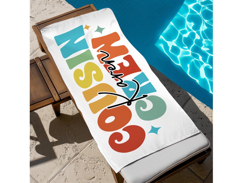 Personalized Cousin Crew Beach Towel, Summer Beach Gift for Cousin, Custom Name Pool Towel, Matching Cousin Trip Gift, Family Vacation Gift