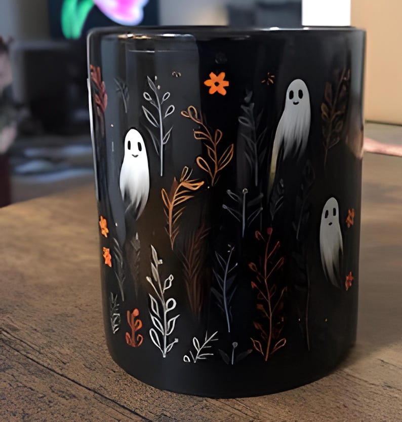 Cute Ghosts 11oz Coffee Mug, Festive Halloween Ceramic Mug, Fall aesthetic, Halloween theme, perfect gift for Teacher, Fall Decor Ghost Cup